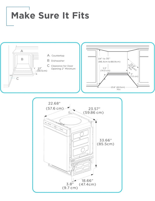 BLACK+DECKER 24" Ingeboude Skottelgoedwasser, 12-Plekkie Plaatkapasiteit met Vlekvrye Staalbad, Skottelgoedwasser met 5 Wasprogramme en Slim Wasiklus, ENERGY STAR Gesertifiseer, BDW100MW, Wit