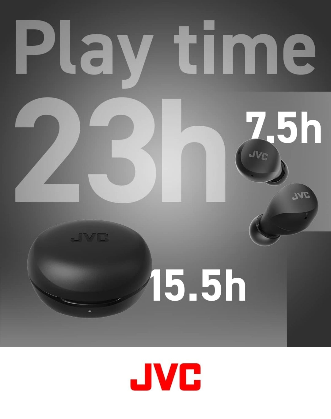 JVC Kompakte en Liggewig Gumy Mini Ware Draadlose Oorfone, Lang Batterylewe (tot 23 Uur), Klank met Neodymium Magneet Drywer, Waterweerstand (IPX4) - HAA6TB (Swart)