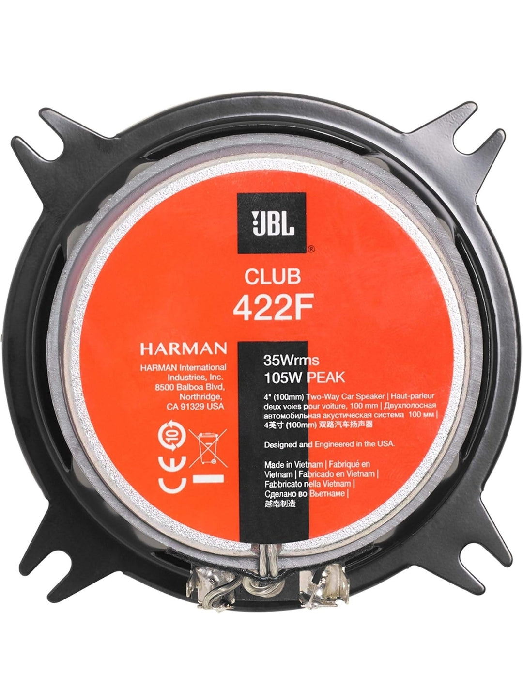 JBL Club 422F - 4", Two-way Component Speaker System (No Grill), Black