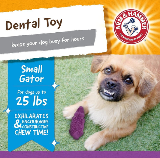 Arm & Hammer for Pets Super Treadz Mini Gator Tandkou speelding vir Honde Beste Kou speelding vir Honde Hond Tandkou speelgoed Verminder Plaque- en Tartaaropbou Sonder Borsel (Pak van 1)