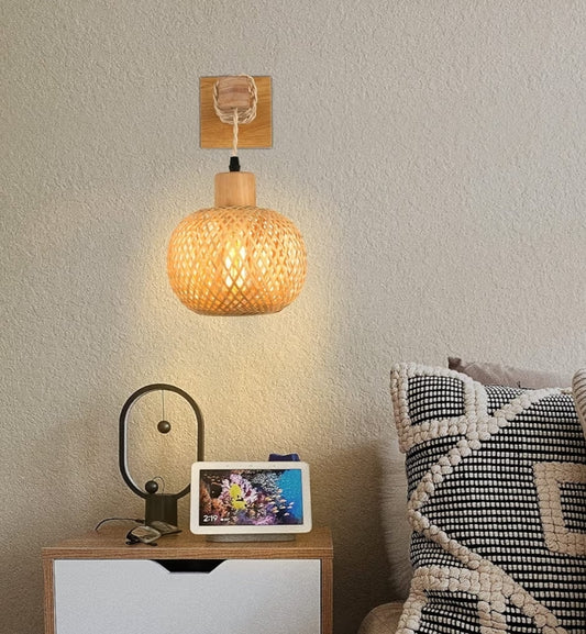 Rottingmuur-sconce-beligting Muurmonteer-armatuur Plaasstyl Rustieke Boho Vintage Rottinglampe Gloeilamp NIE Ingesluit Nie
