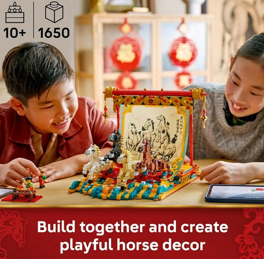 LEGO Spring Festival Galloping Horse Canvas Kids Building Toy - Year of The Horse Toy - Buildable Chinese New Year Decoration