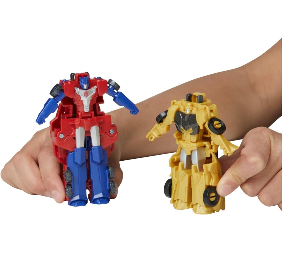 Transformers Crash & Combine Heroes, 3.75-Inch Converting Bumblebee and Optimus Prime Action Figures, Robot Toys for Kids 6 and Up (Amazon Exclusive)
