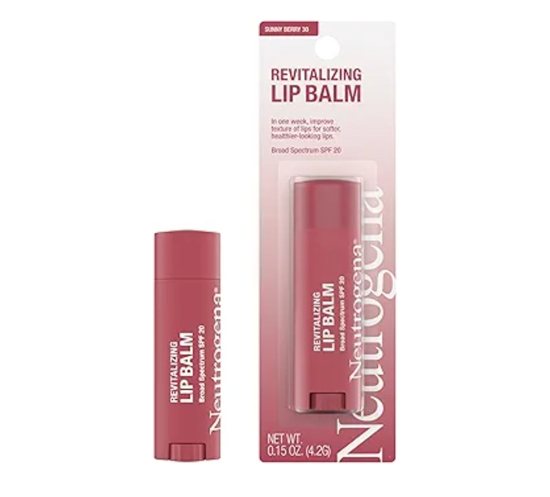 Neutrogena Revitalizing Tinted Lip Balm Broad Spectrum SPF 20 Moisturizing Lip Balm with a Sheer Tint for Softer Sheer Sunny Berry 30, (.15 oz)