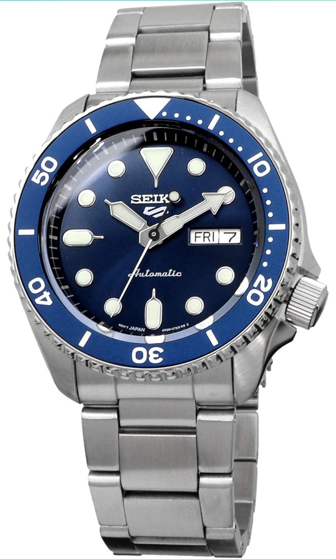SEIKO Outomatiese Horlosie vir Mans - 5 Sports - Dag-/Datumkalender, LumiBrite Wysers en Merkers, en Roterende Ring, 100m Waterbestand