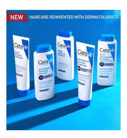 CeraVe 2 In 1 Hidrerende Anti-Roos Sjampoe En Conditioner, 1% Pirition Sinks Roosbehandeling, Kleurveilig & Sulfaatvry - Verlig Jeukerige Kopvel