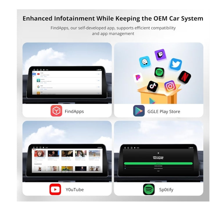 12.3" Android-motorstereo versoenbaar met BMW 3-reeks E90 E91 E92 E93 2008-2012 CIC-stelsel, draadlose CarPlay en Android Auto, 4G LTE, GPS-opsporing, Dubbele BT