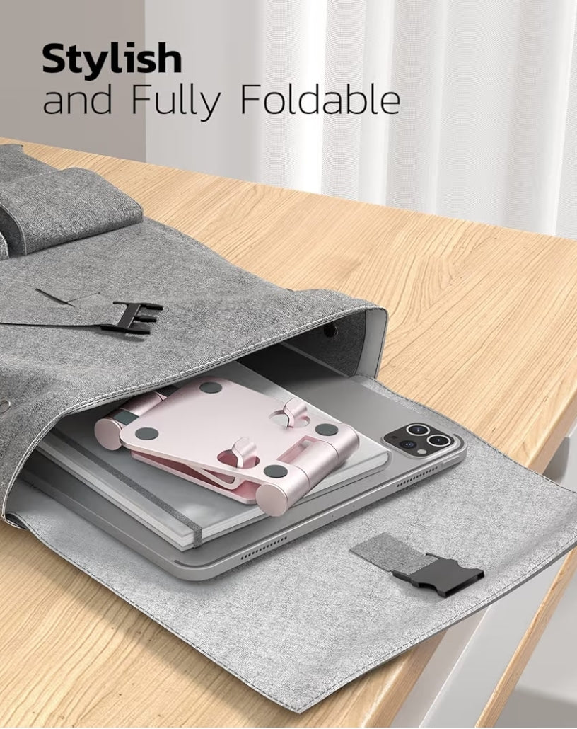 Dubbelvou volledig verstelbare opvoubare telefoonstaander/houer versoenbaar met iPhone 11-17 Pro Max Xs Xr X 8, Nintendo Switch, Alle Fone - (Roosgoud)