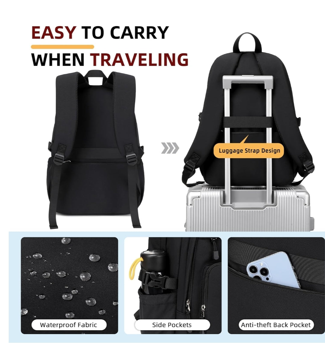 College Bookbag Laptop Backpacks 15.6 Inch Kids Elementary School Bag for Teens Girls Boys Water Resistant Sport Travel Back Pack Women Men Work Business Computer Rucksack Black
