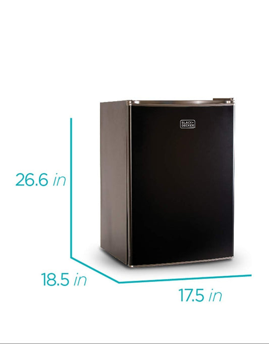 BLACK+DECKER BCRK25B Kompakte Yskas Energy Star Enkeldeur Minikoelkas met Vrieskas, 2.5 Kubieke Voet, Swart