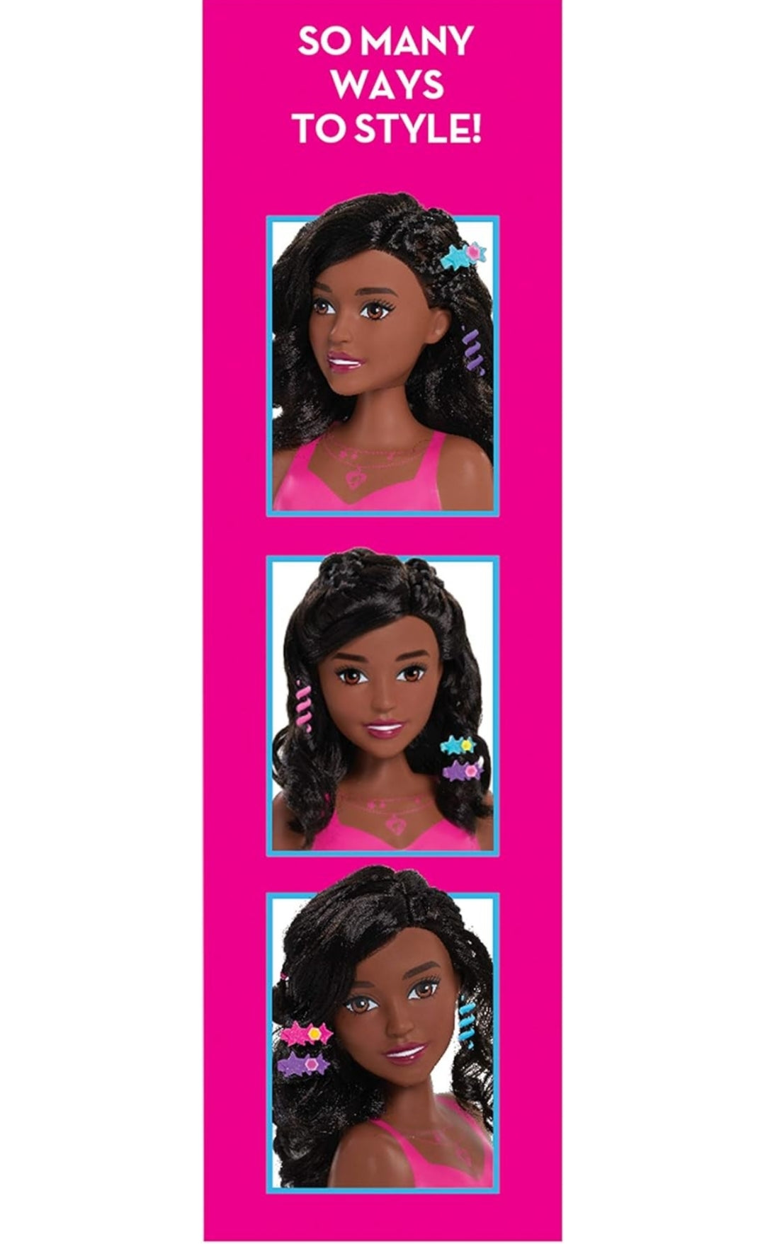 Barbie Fashionistas 8-inch Styling Head, Black Hair, 20-pieces