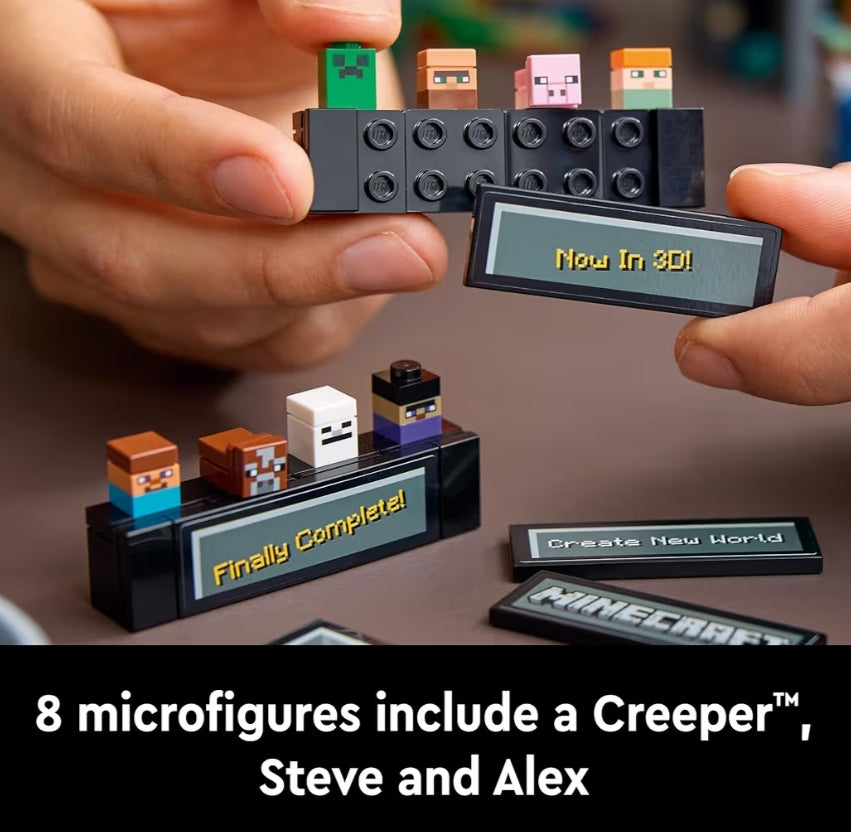 LEGO Minecraft Die Maaktafel, Versamelbare Videospeletjie Boustel met Minecraft Figure, Skare en Biome - 21265