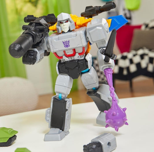 Transformers MixMashers Megatron Pasmaak-meng-en-pas-luukse-aksiefiguur en -bykomstighede, 5-duim-skaal robot-speelgoed vir kinders, ouderdom 4+