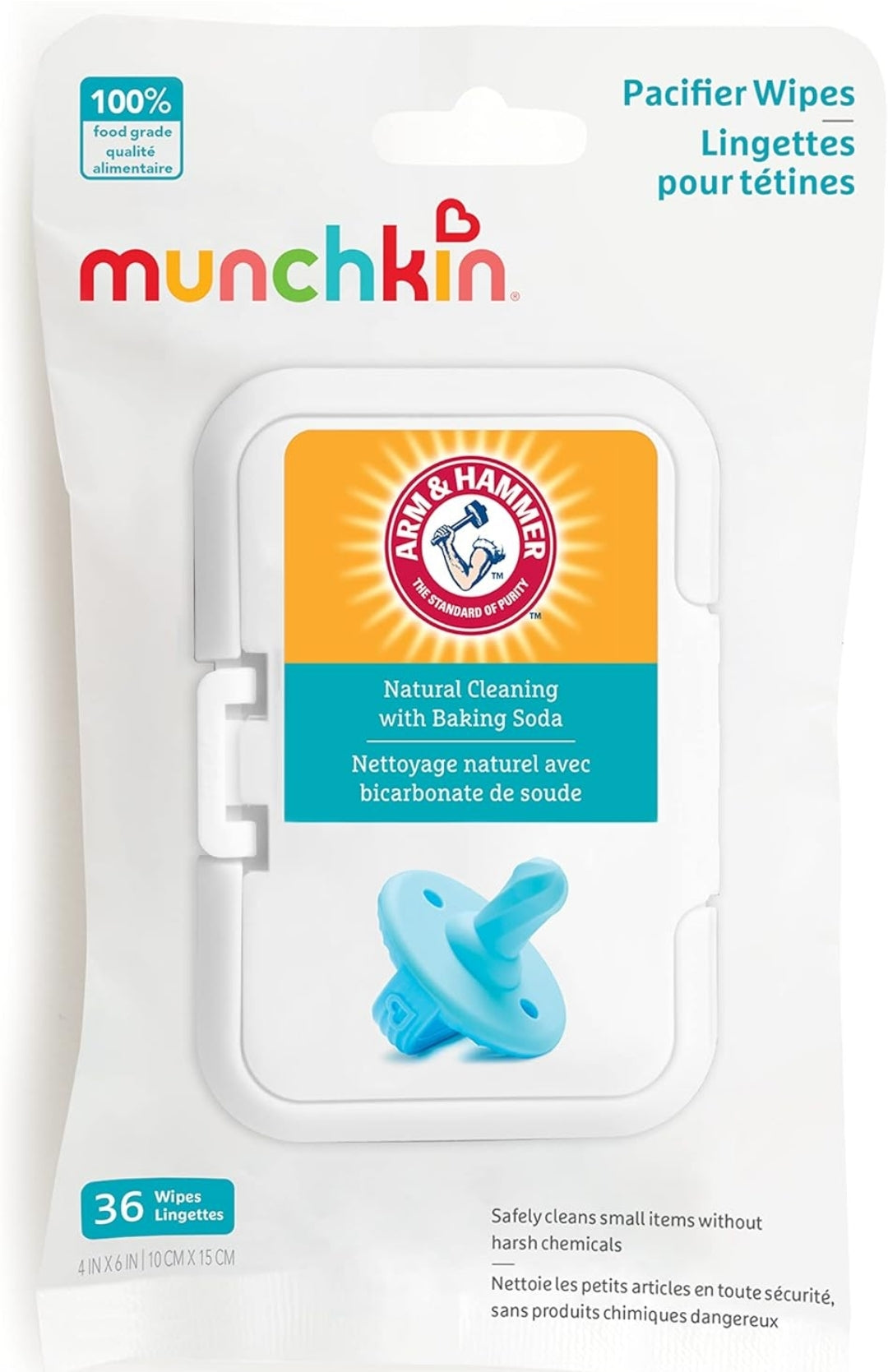 Munchkin Arm & Hammer Pacifier Wipes for Baby and Toddler - 4Pack (36 Wipes)