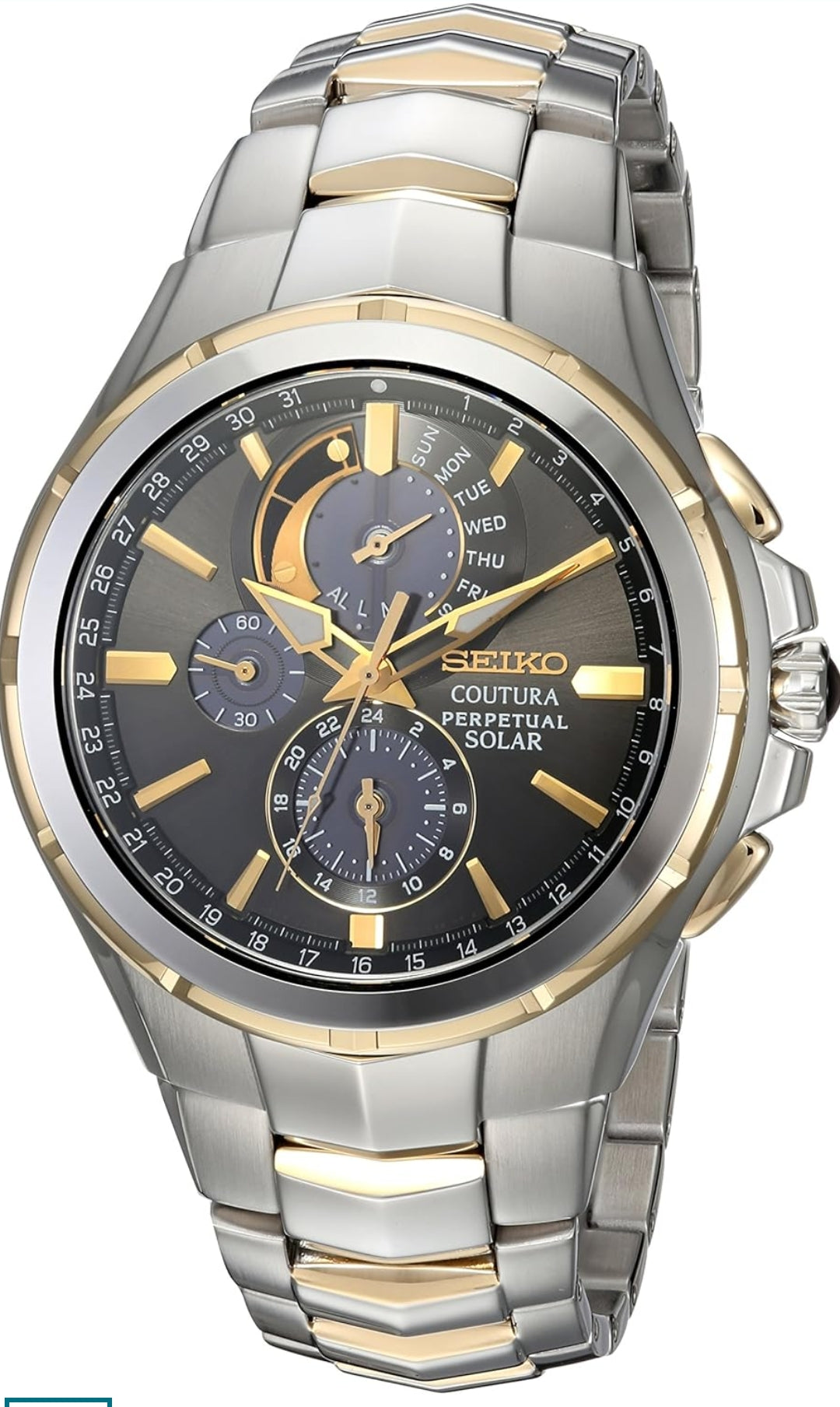 Seiko Horlosie Coutura-versameling vir Mans Sonkrag Ewigdurende Kalender Alarm Chronograaf Horlosie