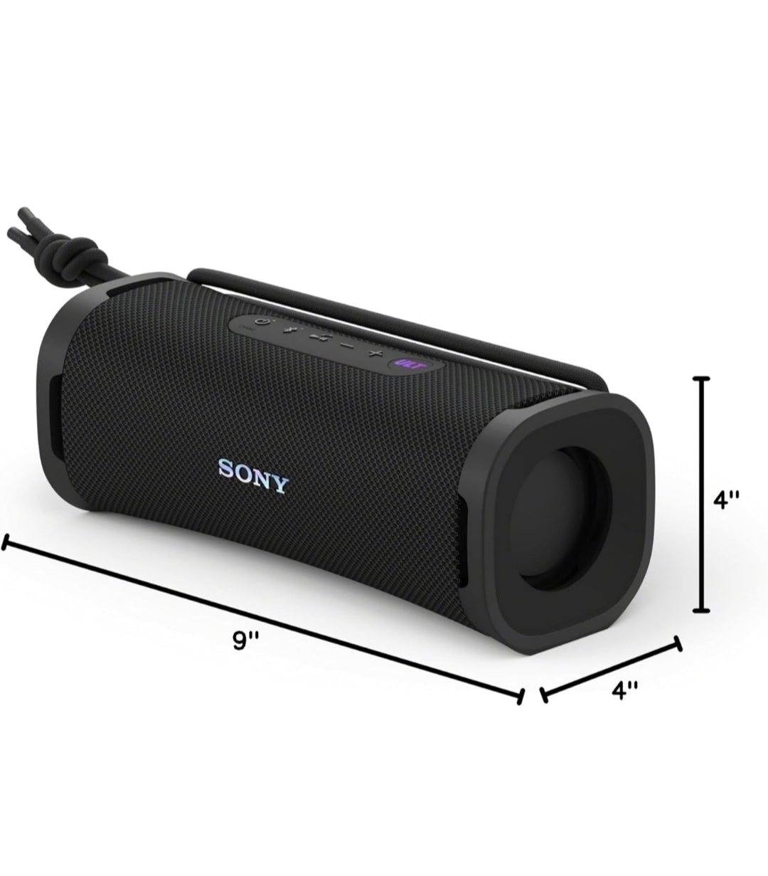 Sony ULT Field 1 Waterdigte Draagbare Bluetooth-luidspreker, Verbeterde Bas, 12 uur battery, IP67 gegradeer stofdig skokbestand roesbestand, Afneembare band - Swart