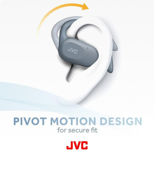 JVC nearphones Oopoor True Wireless-oorfone met Pivot Motion-meganisme, 16mm groot klankdrywers, Enkeloor-gebruik, BT 5.4, Lang Batterylewe (tot 26 Uur) - HANP40TA (Blou)