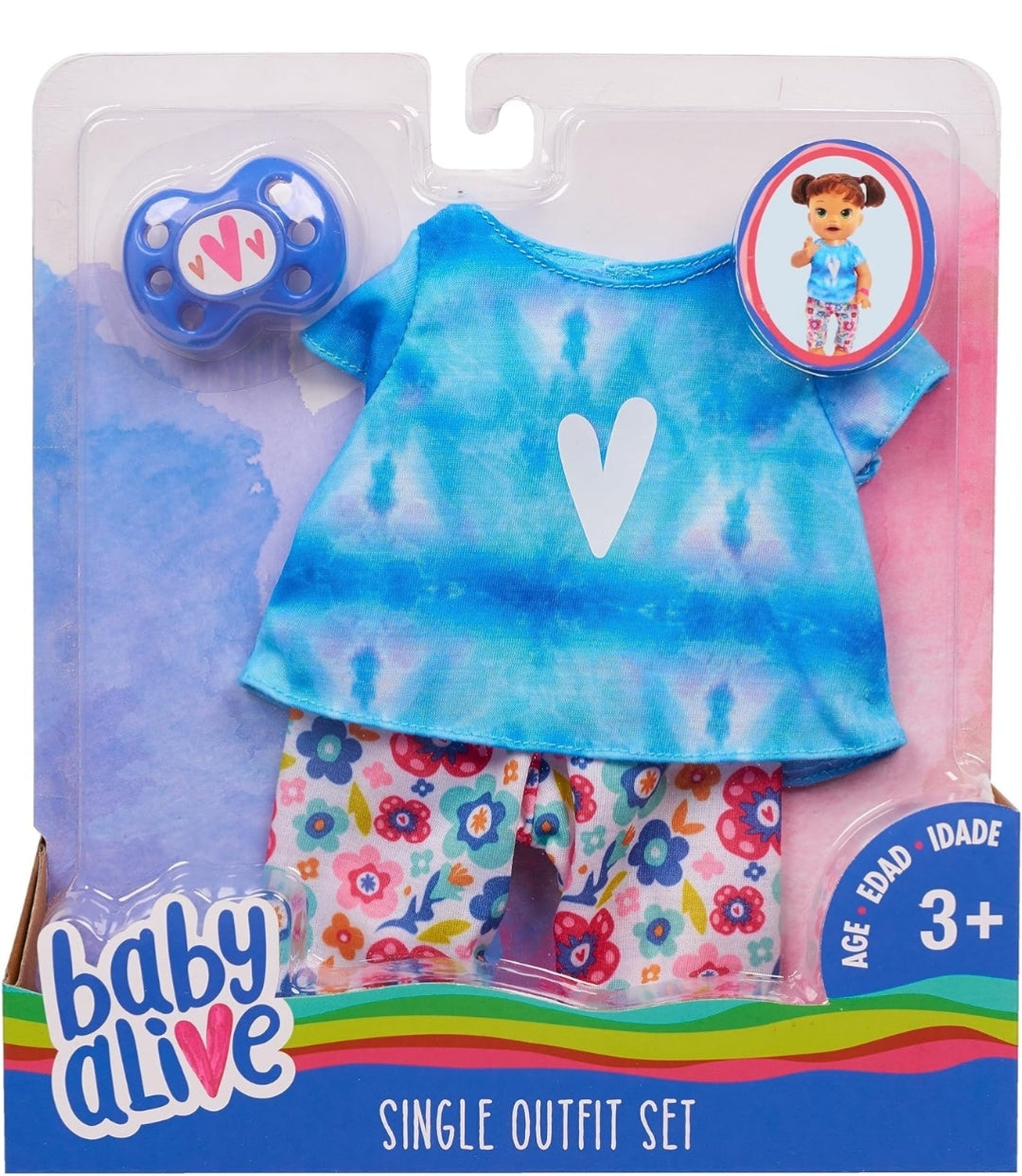 Baby Alive Single Outfit Set and Accessories, Tie Dye Tee, Fits Most 12" - 14" Dolls, Kids Toys for Ages 3 Up by Just Play