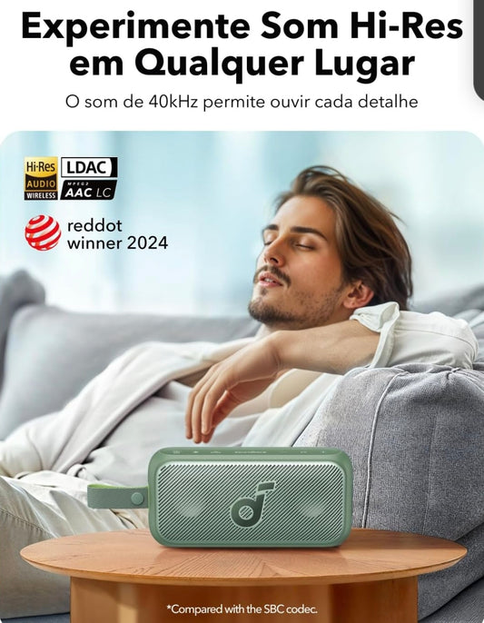 Soundcore Motion 300 deur Anker, Bluetooth-luidspreker, Draadlose Hi-Res Draagbare Luidspreker, IPX7 Waterdig, BassUp, Bluetooth 5.3, 30W Stereoklank, 13H Speeltyd vir Huis, Stort, Buite en Reis - Groen