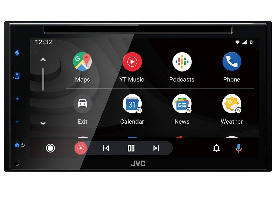 JVC KW-V660BT Apple CarPlay Android Auto DVD/CD-speler met 6.8" Kapasitiewe Raakskerm, Bluetooth Oudio en Hands-free Oproepe, MP3-speler, Dubbel DIN, 13-band EQ, SiriusXM, AM/FM Motorradio