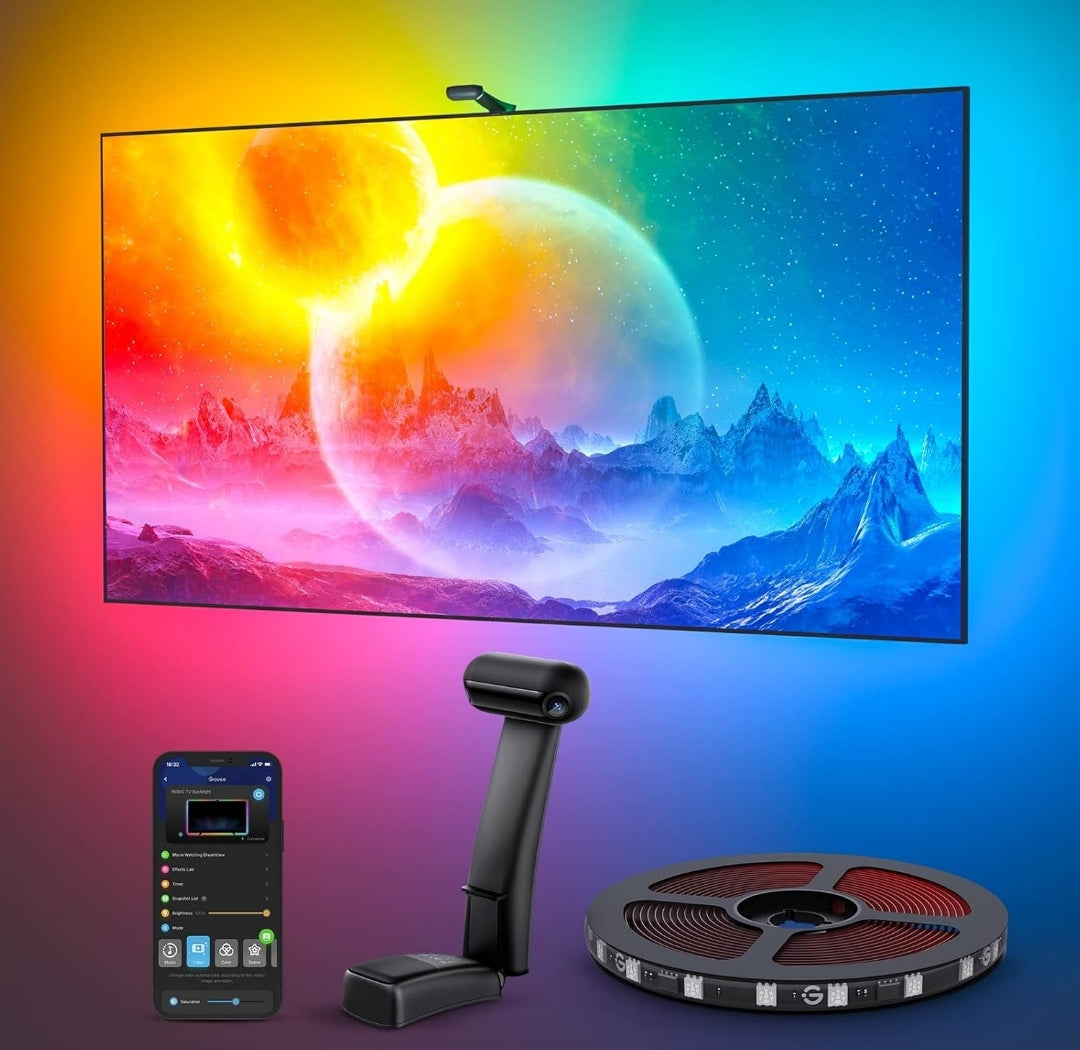 Envisual TV Backlight T2 with Dual Cameras, 16.4ft RGBIC Wi-Fi LED Backlights for 75-85 inch TVs, Double Light Beads - Smart App Control
