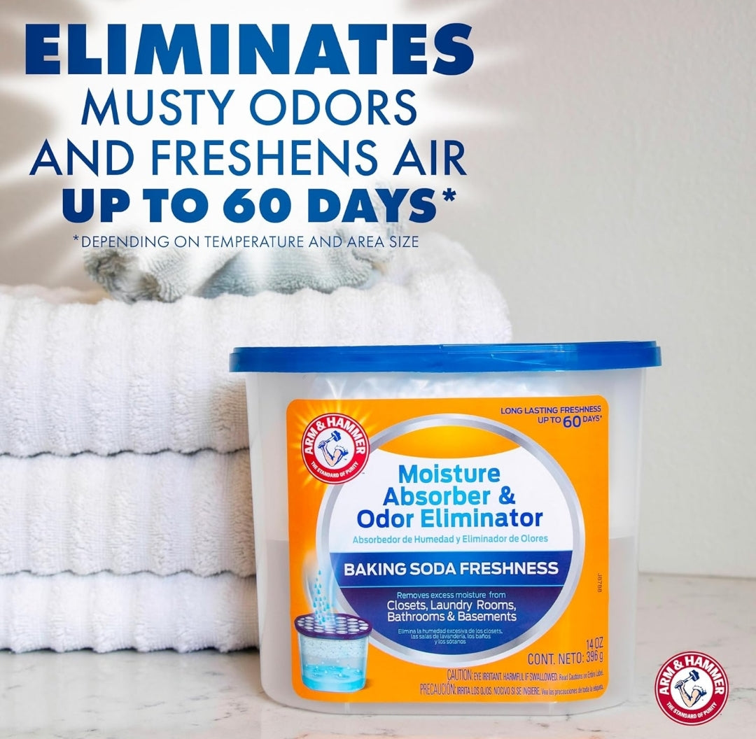Arm & Hammer Fragrance Free Moisture Absorber and Odor Eliminator (14 oz. Tub 3ct) Trap Excess Moisture