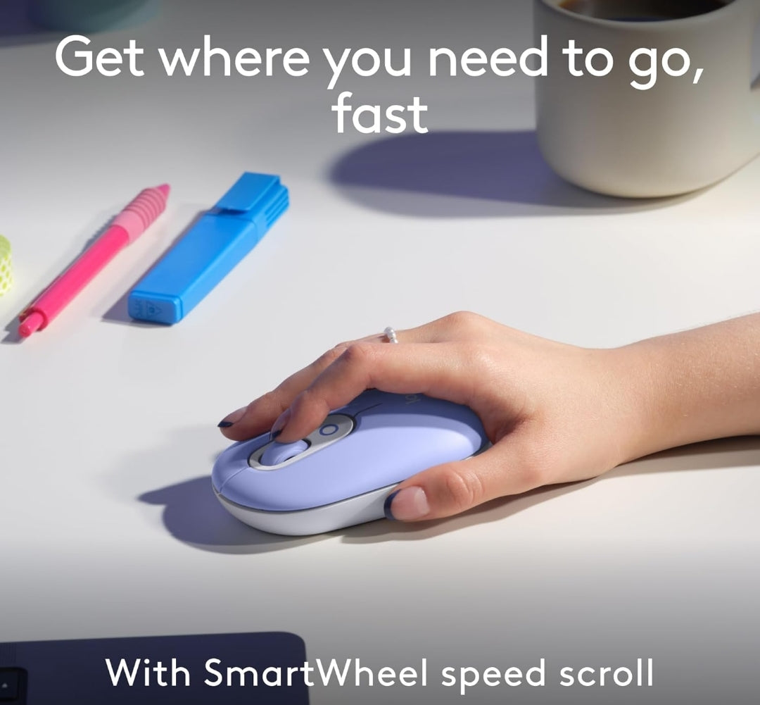 Logitech POP ICON Combo, Bluetooth-sleutelbord-en-muis-kombinasie, Gemaklike Tik, programmeerbare Sleutels en Knoppies, Stil kliek, Maklike-Skakel tot 3 Toestelle - Lilak