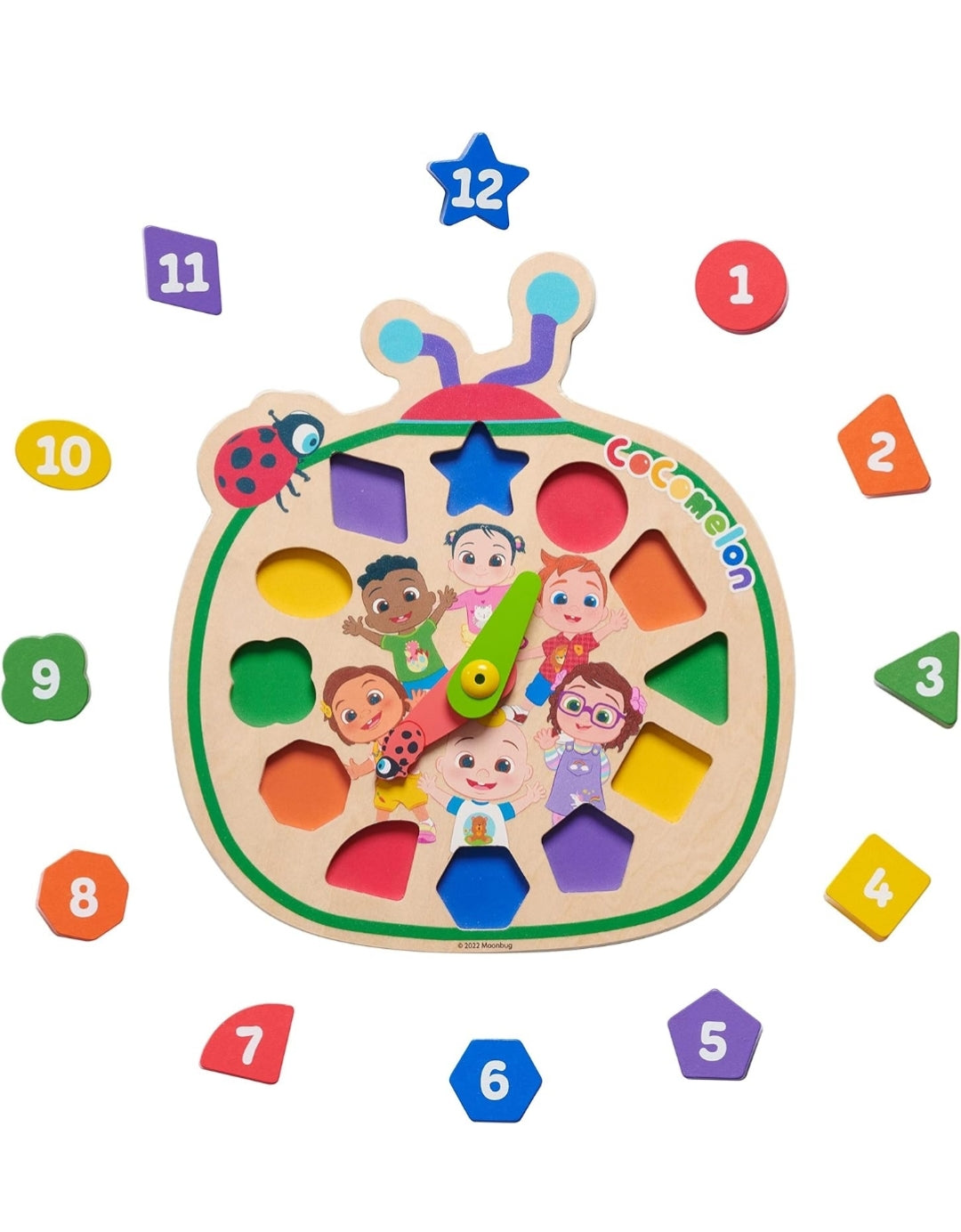CoComelon Count with Me Wooden Clock, Recycled Wood, Learning and Education, Officially Licensed Kids Toys for Ages 18 Month by Just Play