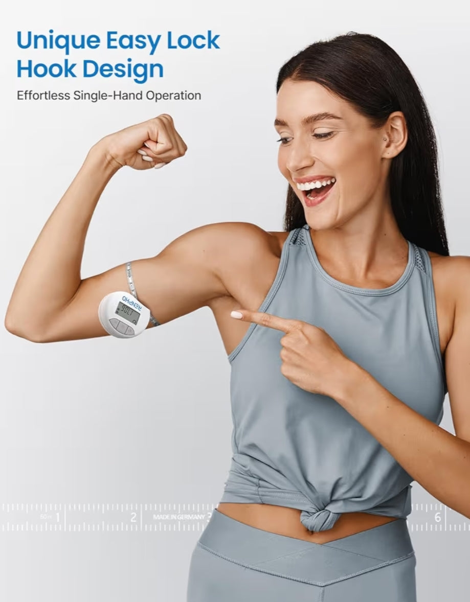 Smart Tape Measure for Weight Loss, Bluetooth Fitness Equipment with App - Retractable, 60in /150cm (White)