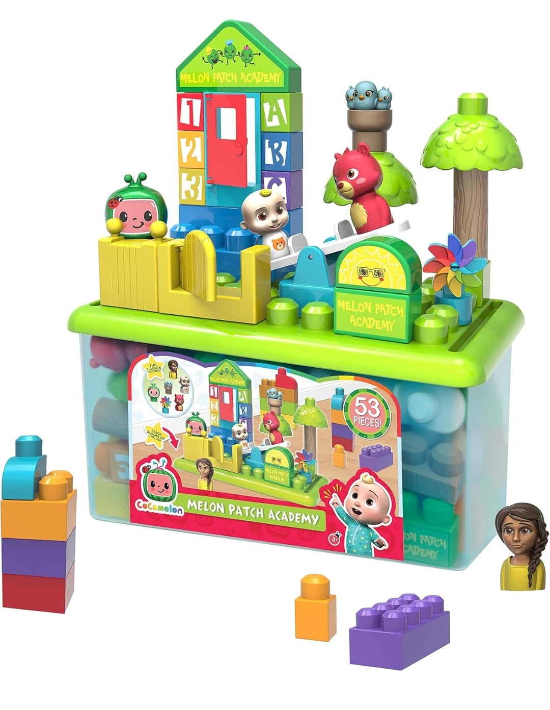 CoComelon Just Play Patch Academy, 53 Large Building Blocks Includes 6 Character Figures, Officially Licensed Kids Toys for Ages 18 Month