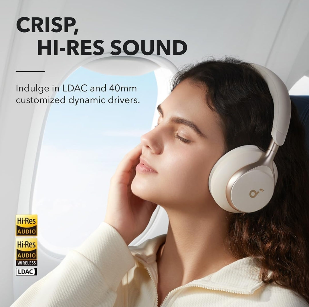 Soundcore by Anker, Space One, Active Noise Cancelling Headphones, 2X Stronger Voice Reduction, 40H ANC Playtime, App Control, LDAC Hi-Res Wireless Audio, Comfortable Fit, Clear Calls, Bluetooth 5.3