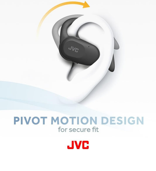 JVC nearphones Oopoor True Wireless-oorfone met Pivot Motion-meganisme, 16mm groot klankdrywers, Enkeloor-gebruik, BT 5.4, Lang batterylewe (tot 26 uur) - HANP40TB (Swart)