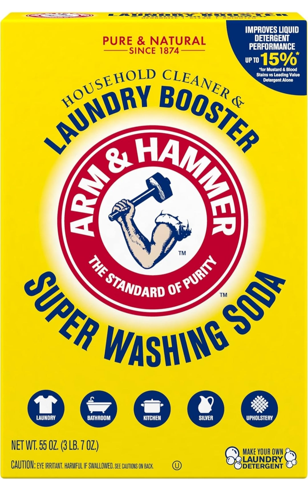ARM & HAMMER Super Washing Soda Household Cleaner and Laundry Booster (55oz/ Box)