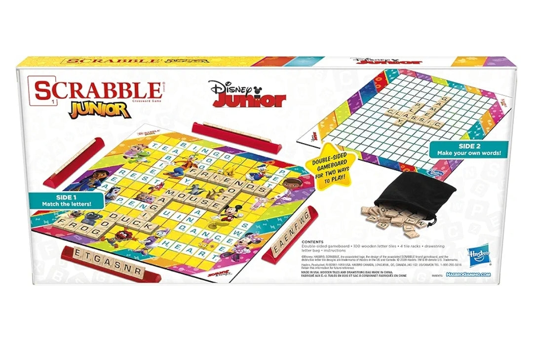 Hasbro Gaming Scrabble Junior: Disney Junior Edition Board Game for Kids - Double -Sided Game Board | Matching Word Game
