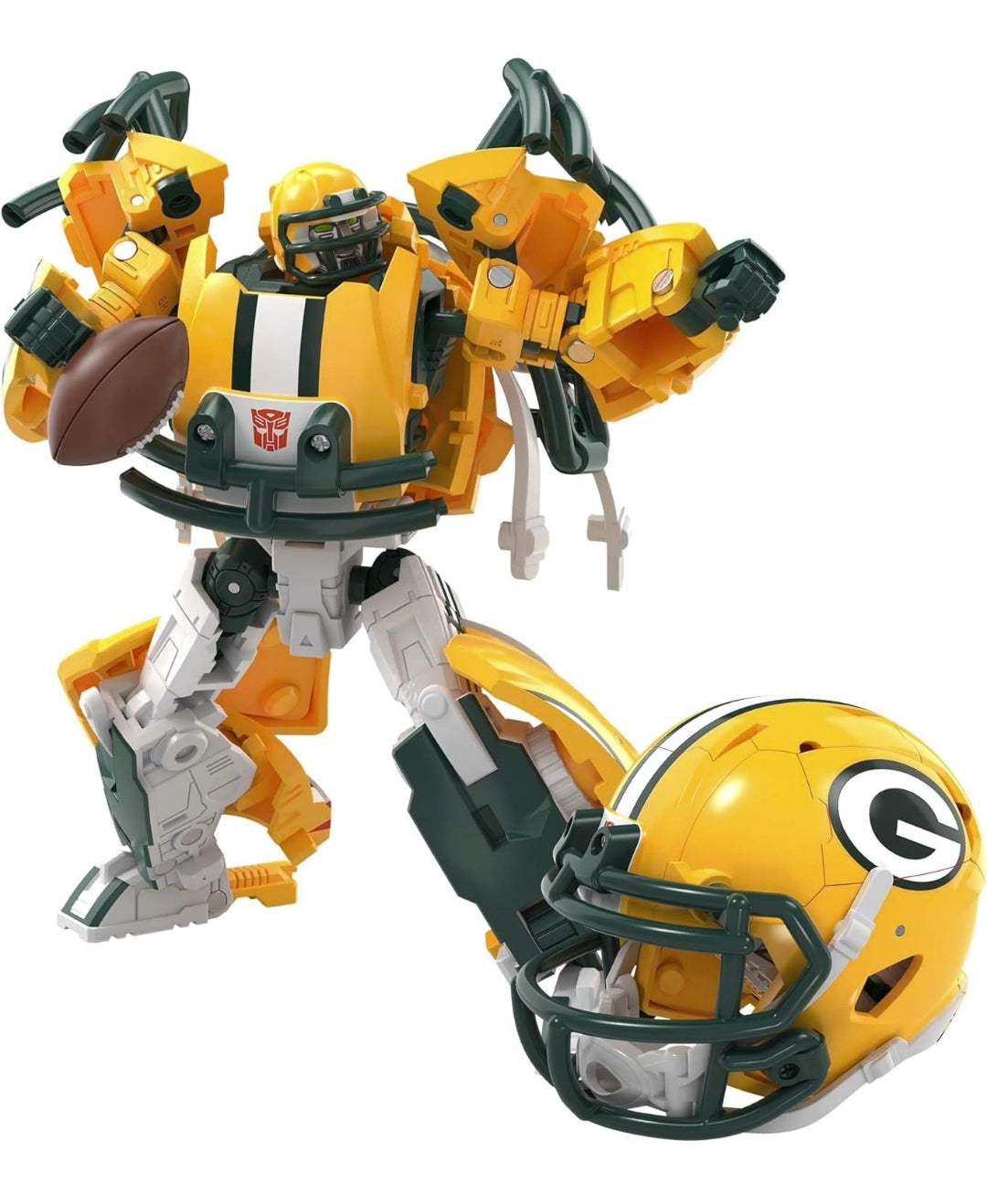 Transformers NFL Green Bay Packers Tundra Prime 5.5-Inch Action Figure Changes from Robot to Helmet, Football Toys for Ages 8+