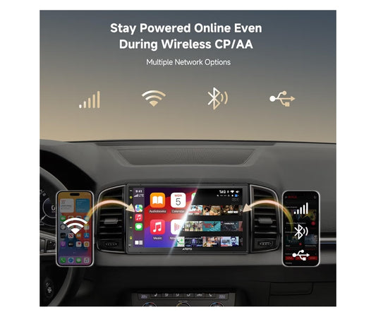 7" QLED Dubbel-DIN Kar Stereo, 8 Kern 4GB+32GB, Draadlose CarPlay & Android Auto, 4G LTE/Wi-Fi, Dubbele BT, GPS-opsporing, KI Klets, DSP, HD LRV, Agteruitry kamera