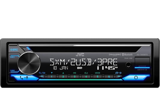 JVC KD-T925BTS Bluetooth-motorstereo-ontvanger met USB-poort – LCD-skerm - AM/FM-radio - MP3-speler - Dubbel DIN – 13-band-EQ (Swart)