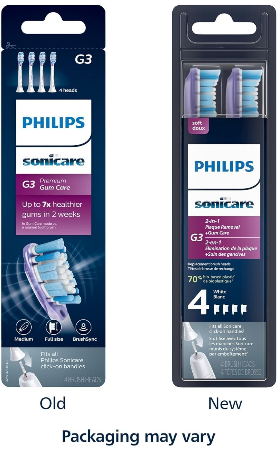 Philips Sonicare Oorspronklike G3 Premium Tandvleissorg Vervangende Tandeborselkoppe, 4 Borselkoppe (Wit) HX9054/65