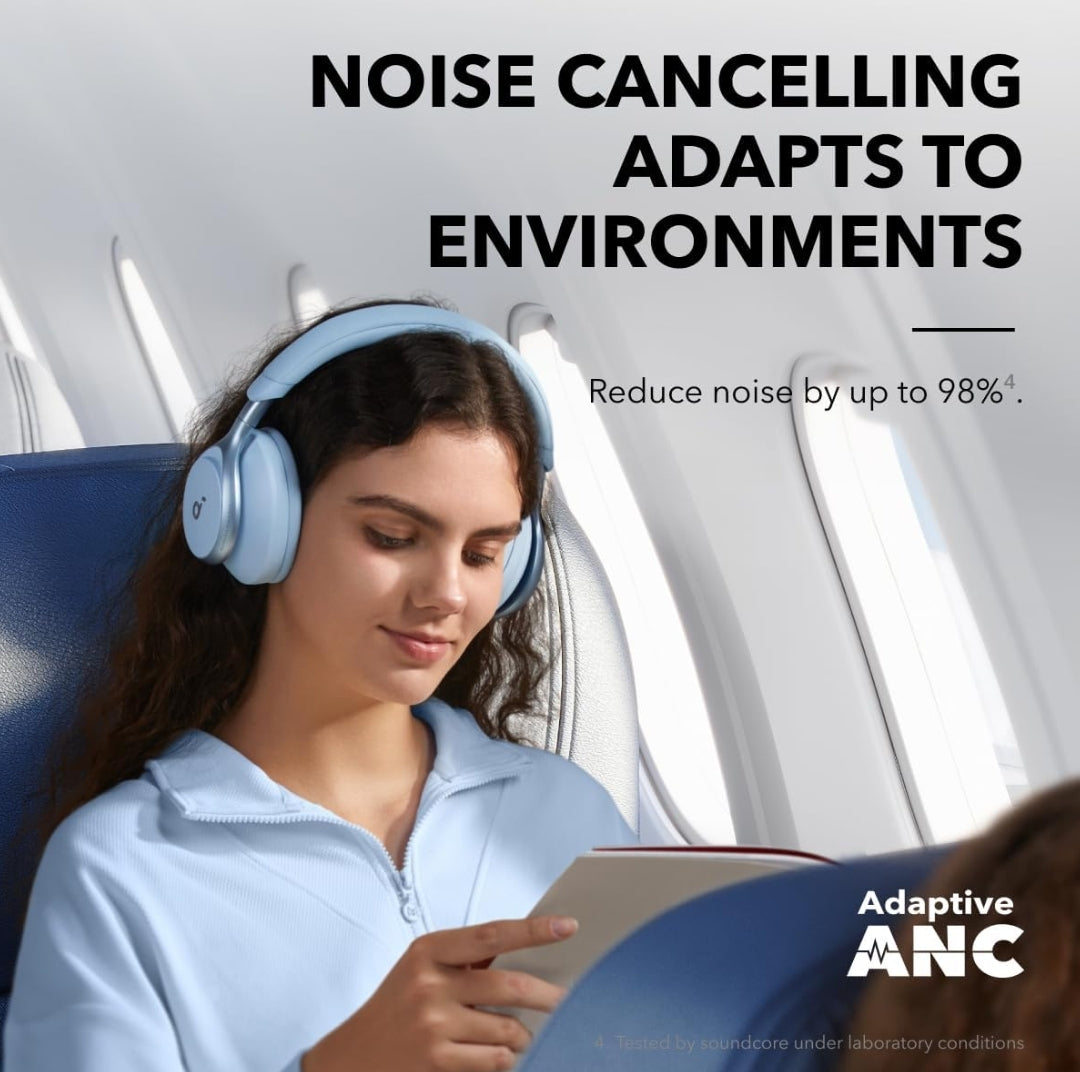 Soundcore by Anker, Space One, Active Noise Cancelling Headphones, 2X Stronger Voice Reduction, 40H ANC Playtime, App Control, LDAC Hi-Res Wireless Audio, Comfortable Fit, Clear Calls, Bluetooth 5.3