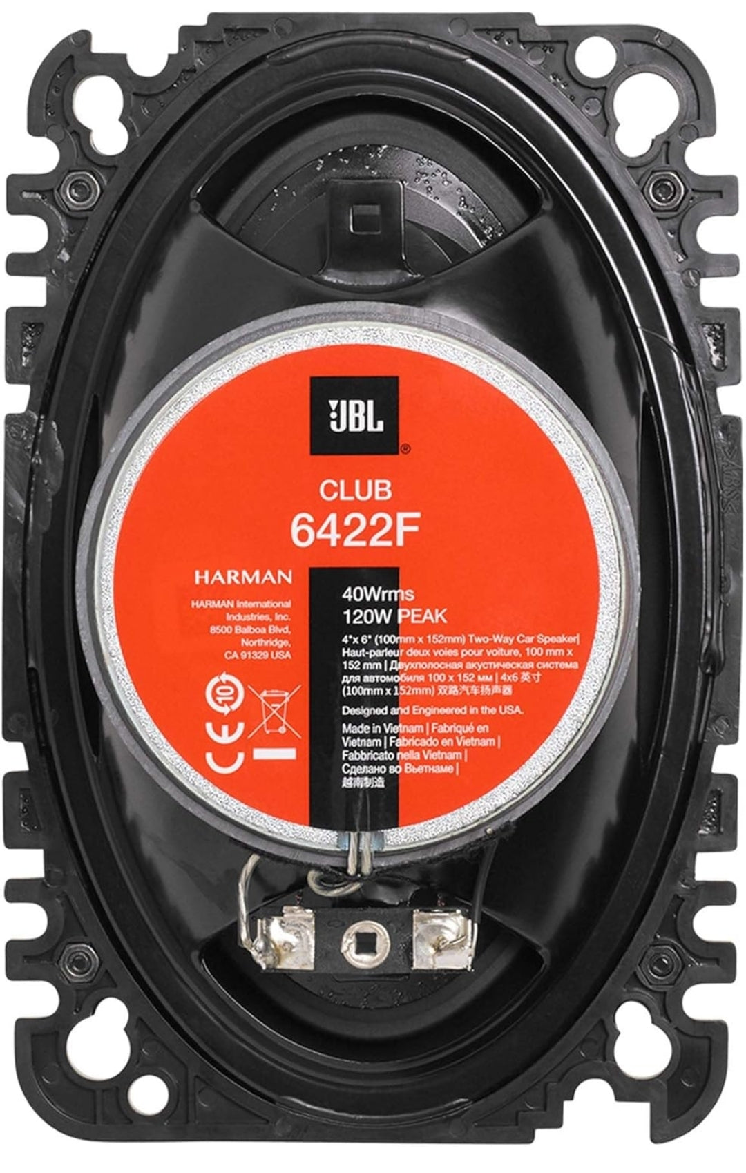 JBL Club 6422F - 4 X 6", Two-way Component Speaker System (No Grill), Black