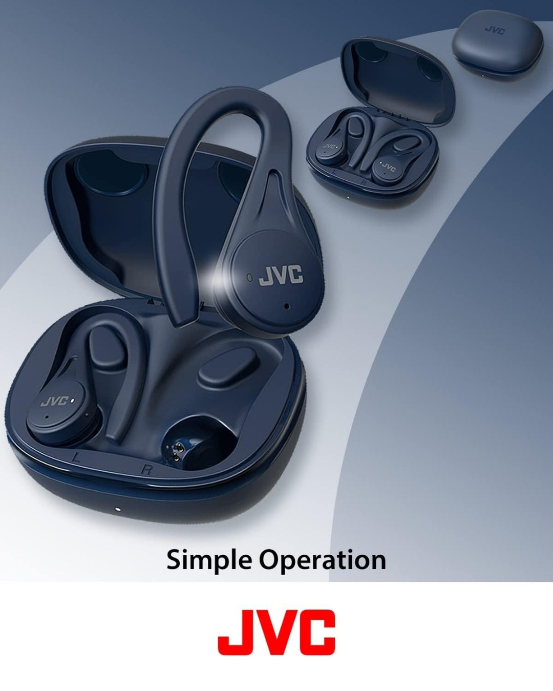 JVC Sport True Wireless Oorfone, Liggewig en Kompak, Lang Batterylewe (tot 30 Uur), Klank met Neodymium Magneet Drywer, Waterweerstand (IPX5) - HAEC25TA (Blou)