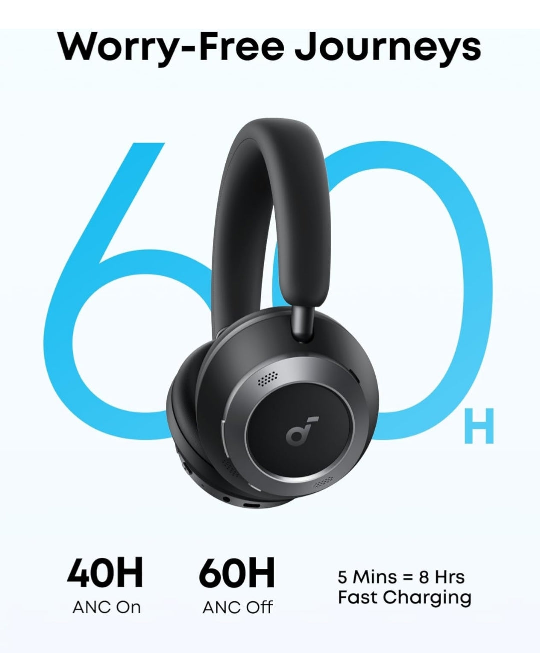 Soundcore Space One Pro, FlexiCurve Over-Ear Headphone, Adaptive Active Noise Cancelling Headphones Driven by 6 Mics, 60H Lossless Audio, Ultra-Fast Charging, Hi-Res Wireless, Comfortable Fit