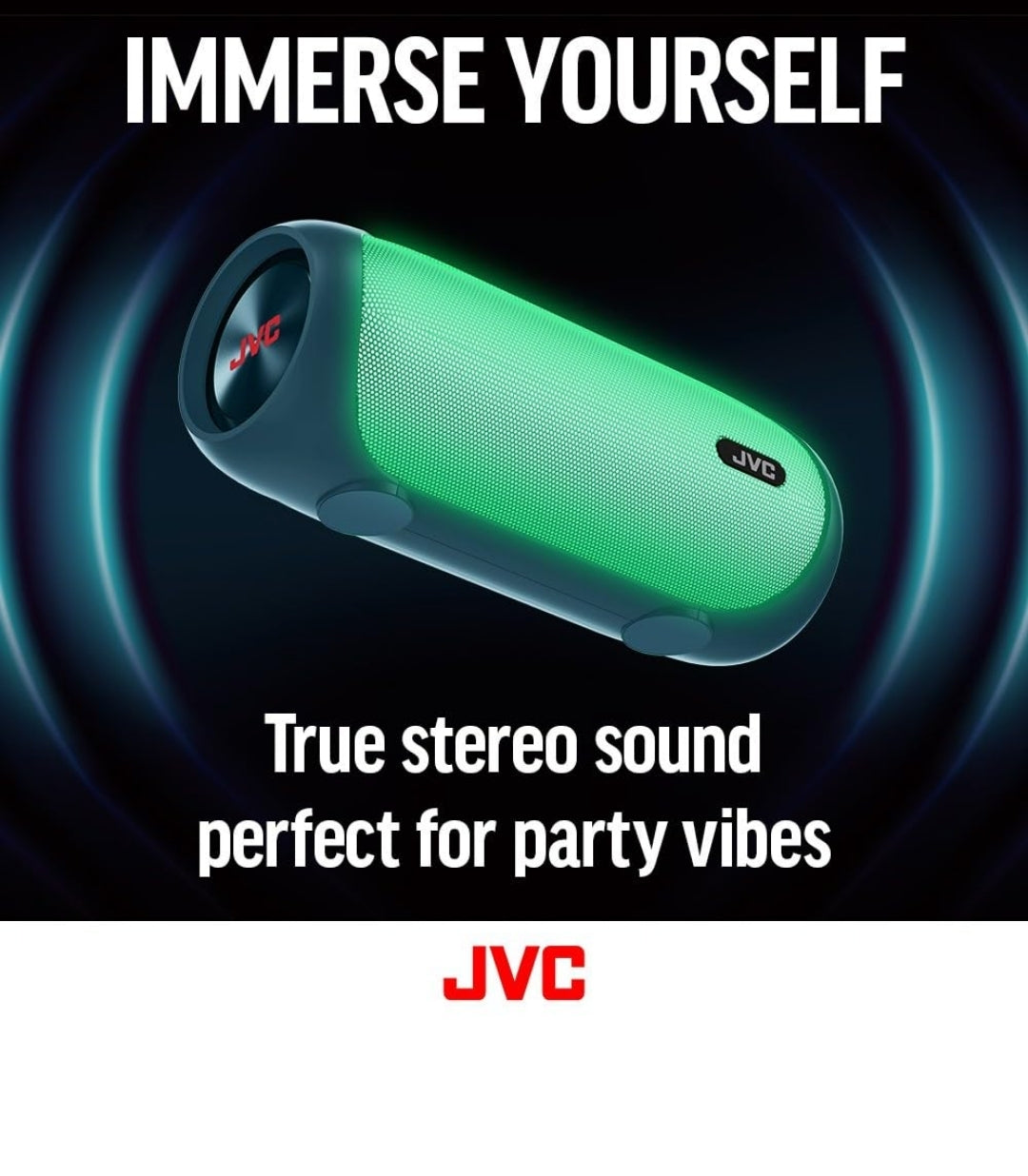 JVC Verligte Draagbare Koordlose Luidspreker met 30W maksimum uitsette, Dinamiese Klank, Bluetooth 5.0, TWS-vermoë, USB-C, AUX-ingang, tot 6-uur batterylewe - SPPA7BTA (Vlootblou)