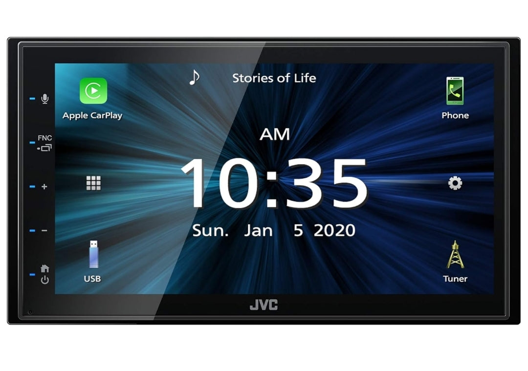 JVC KW-M560BT Apple CarPlay Android Auto Multimediaspeler met 6.8" Kapasitiewe Raakskerm, Bluetooth Oudio en Handvrye Oproepe, MP3-speler, Dubbel DIN, 13-band EQ, SiriusXM, AM/FM Motorradio