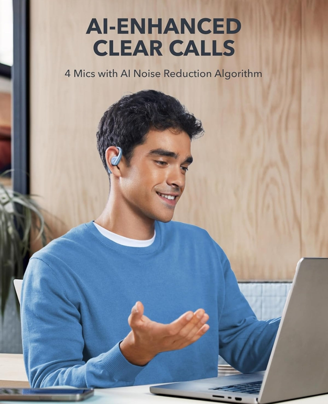Soundcore by Anker, AeroFit Open-Ear Headphones, Ultra Comfort, Snug Fit, Ergonomic Ear Hook, Balanced Sound, IPX7 Waterproof, 42H Playtime,Small-Ear Friendly,App Control,Clear Calls,Wireless Earbuds