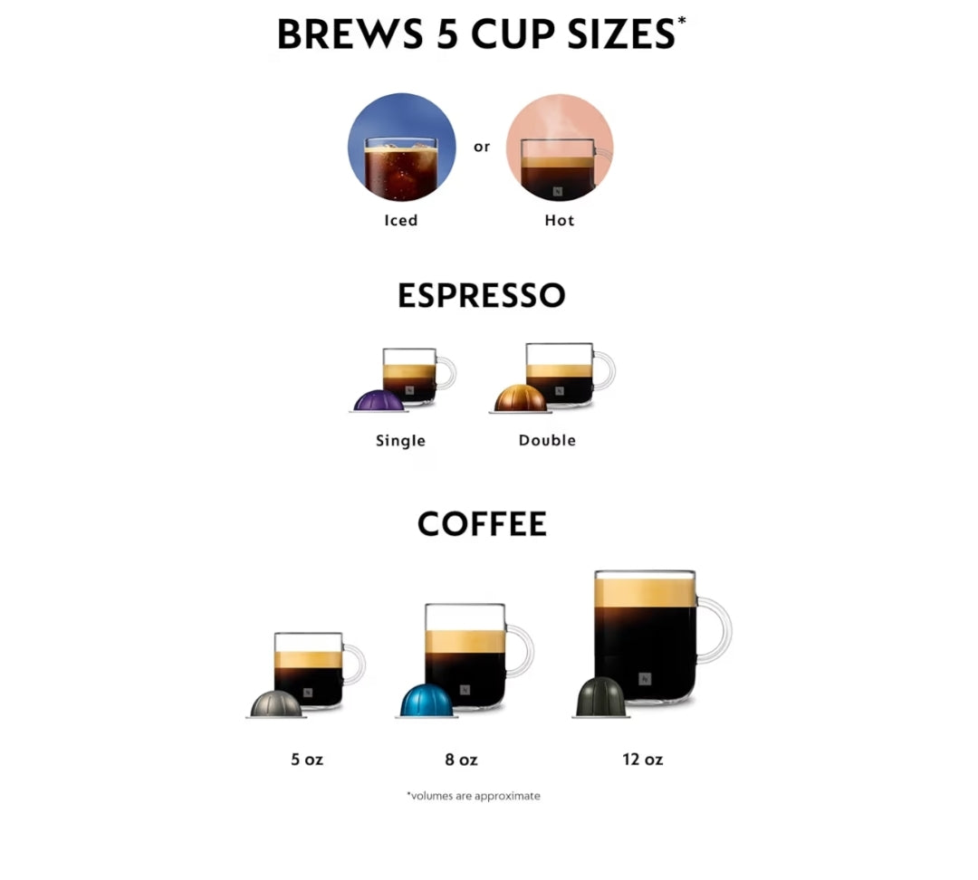 Nespresso Vertuo Pop+ Koffie- & Espressovervaardiger deur Breville + Aeroccino3 Melkskuimer met 20 Kapsules Koffiepeule