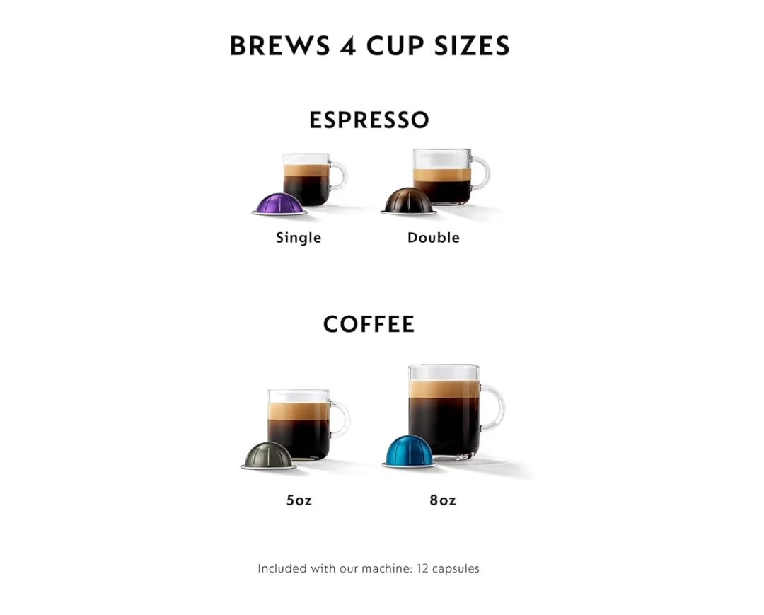 Nespresso Breville Vertuo Plus Koffie- en Espressomasjien met Aeroccino Melkskuimer deur Breville - Inkswart