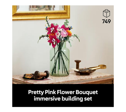 LEGO Botanicals Pretty Pink Flower Bouquet Building Set for Adults - Gifts - Artificial Flowers for Decor