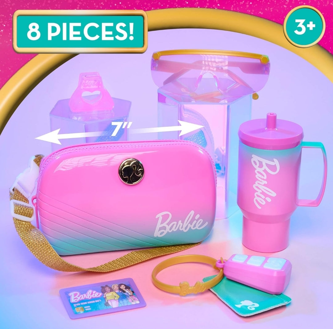 Barbie Trend Fashion Bag Set, 8-Pieces, Ombre Purse and Cup, Dress Up and Pretend Play, Kids Toys for Ages 3 Up by Just Play