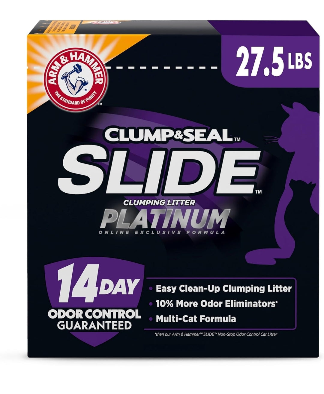 ARM & HAMMER Clump & Seal Slide Platinum Multi-Cat Clumping Litter, Easy Clean, Superior Odor Control